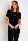 Serafina Collection H Embellished Cut out Top, Black