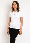 Serafina Collection H Embellished Cut out Top, White