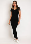Serafina Collection Rhinestone Crochet Sleeve Top, Black