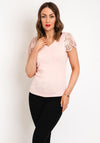 Serafina Collection Rhinestone Crochet Sleeve Top, Pink