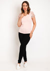 Serafina Collection Rhinestone Crochet Sleeve Top, Pink