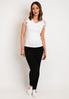 Serafina Collection Rhinestone Crochet Sleeve Top, White