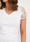 Serafina Collection Rhinestone Crochet Sleeve Top, White