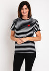 Serafina Collection Striped Heart Motif T-Shirt, Black