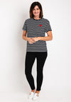 Serafina Collection Striped Heart Motif T-Shirt, Black
