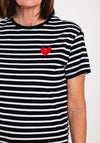 Serafina Collection Striped Heart Motif T-Shirt, Black