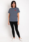 Serafina Collection Striped Heart Motif T-Shirt, Navy