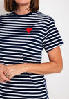 Serafina Collection Striped Heart Motif T-Shirt, Navy