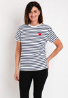 Serafina Collection Striped Heart Motif T-Shirt, White