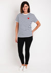 Serafina Collection Striped Heart Motif T-Shirt, White