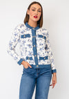 Serafina Denim-Like Detail Embellished Jacket, Cream Multi