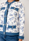 Serafina Denim-Like Detail Embellished Jacket, Cream Multi