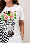 Serafina Animal and Floral Print with Rhinestone Detail T-Shirt, White