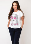 Serafina Graphic Print with Rhinestone Detail T-Shirt, White