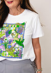 Serafina Jungle Print Short Sleeve T-Shirt, White Multi