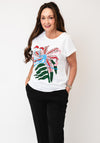 Serafina Graphic Print with Rhinestone Detail T-Shirt, White Multi