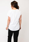 Serafina Graphic Print with Rhinestone Detail T-Shirt, White Multi