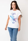 Serafina Floral Graphic Print with Rhinestone Detail T-Shirt, White