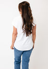 Serafina Floral Graphic Print with Rhinestone Detail T-Shirt, White