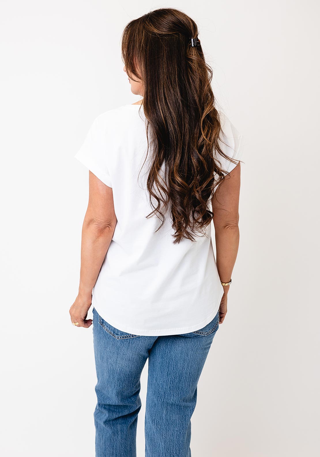 Serafina Floral Graphic Print with Rhinestone Detail T-Shirt, White
