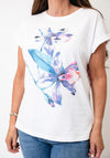 Serafina Floral Graphic Print with Rhinestone Detail T-Shirt, White