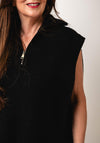 Serafina Collection One Size Zip Neck Vest, Black