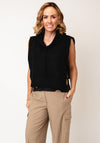Serafina Collection One Size Hooded Knit Vest, Black
