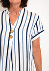 Serafina Collection Striped Cotton Dress, Blue & Navy