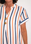 Serafina Collection Striped Cotton Dress, Orange & Navy