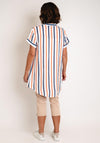 Serafina Collection Striped Cotton Dress, Orange & Navy