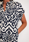Serafina Collection Curve Printed Shirt Dress, Navy