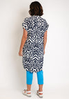 Serafina Collection Curve Printed Shirt Dress, Navy