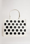 Zen Collection Polka Dot Medium Tote Bag, White