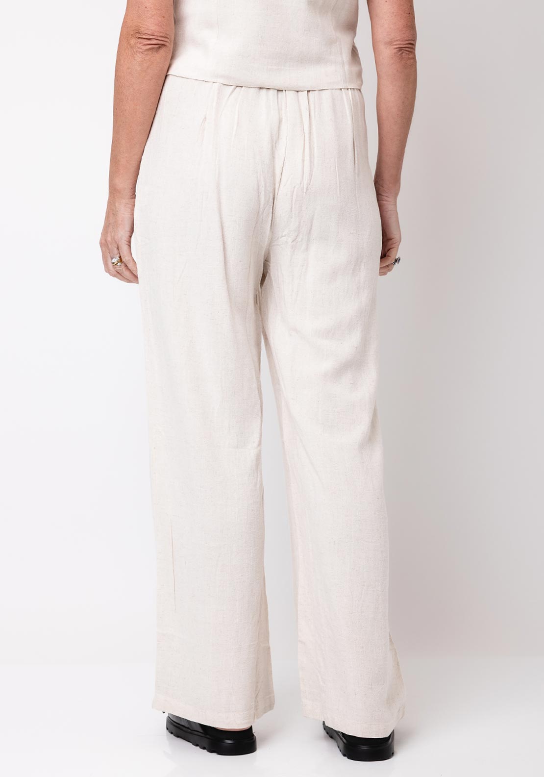 Serafina Collection Linen Mix Wide Leg Trousers, Beige