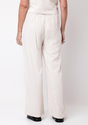 Serafina Collection Linen Mix Wide Leg Trousers, Beige