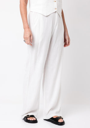 Serafina Collection Linen Mix Wide Leg Trousers, White