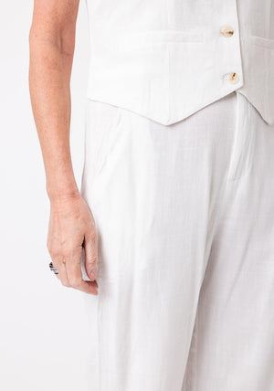 Serafina Collection Linen Mix Wide Leg Trousers, White