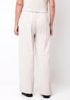 Serafina Collection Linen Mix Stripe Wide Leg Trousers, Beige