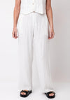 Serafina Collection Linen Mix Stripe Wide Leg Trousers, White