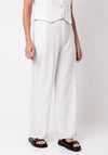 Serafina Collection Linen Mix Stripe Wide Leg Trousers, White