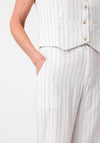 Serafina Collection Linen Mix Stripe Wide Leg Trousers, White