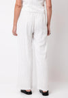 Serafina Collection Linen Mix Stripe Wide Leg Trousers, White