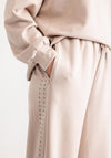 Malissa J Studded Wide Leg One Size Joggers, Nude