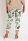 The Serafina Collection One Size Leaf Print Drawstring Trouser, Light Green