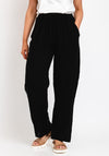 Serafina Collection One Size Linen Wide Trouser, Black