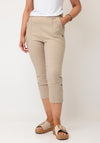 Serafina Elasticated Slim Leg Capri Trousers, Beige