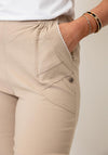 Serafina Elasticated Slim Leg Capri Trousers, Beige