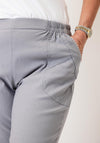 Serafina Elasticated Slim Leg Capri Trousers, Grey
