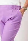 Serafina Elasticated Slim Leg Capri Trousers, Lilac