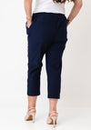 Serafina Elasticated Slim Leg Capri Trousers, Navy